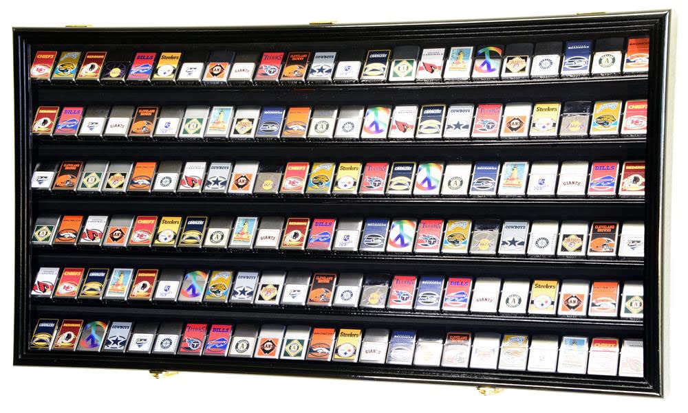 sfDisplay.com,LLC. 138 Zippo Lighter Lighters Match Books Matches Display Case Cabinet Wall Rack Holder Lockable w/98% UV Door (Oak Finish)